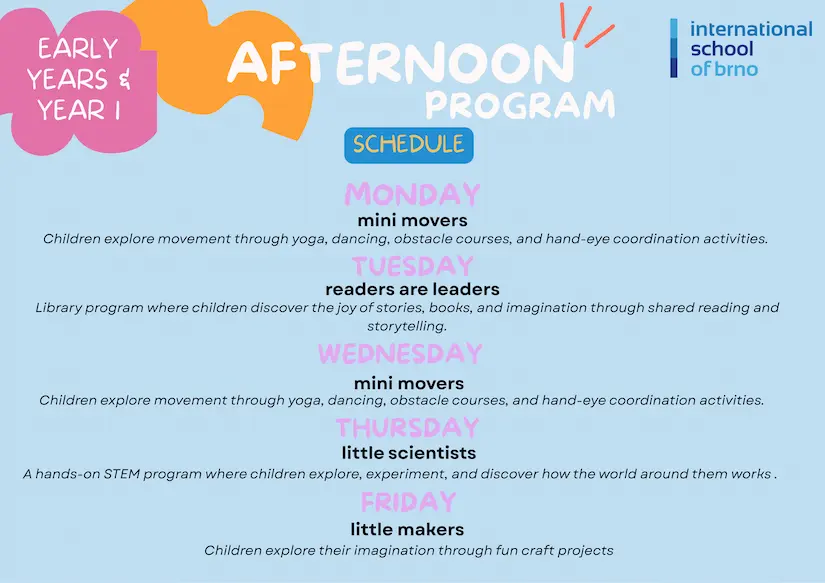 Afternoon Program Shedule
